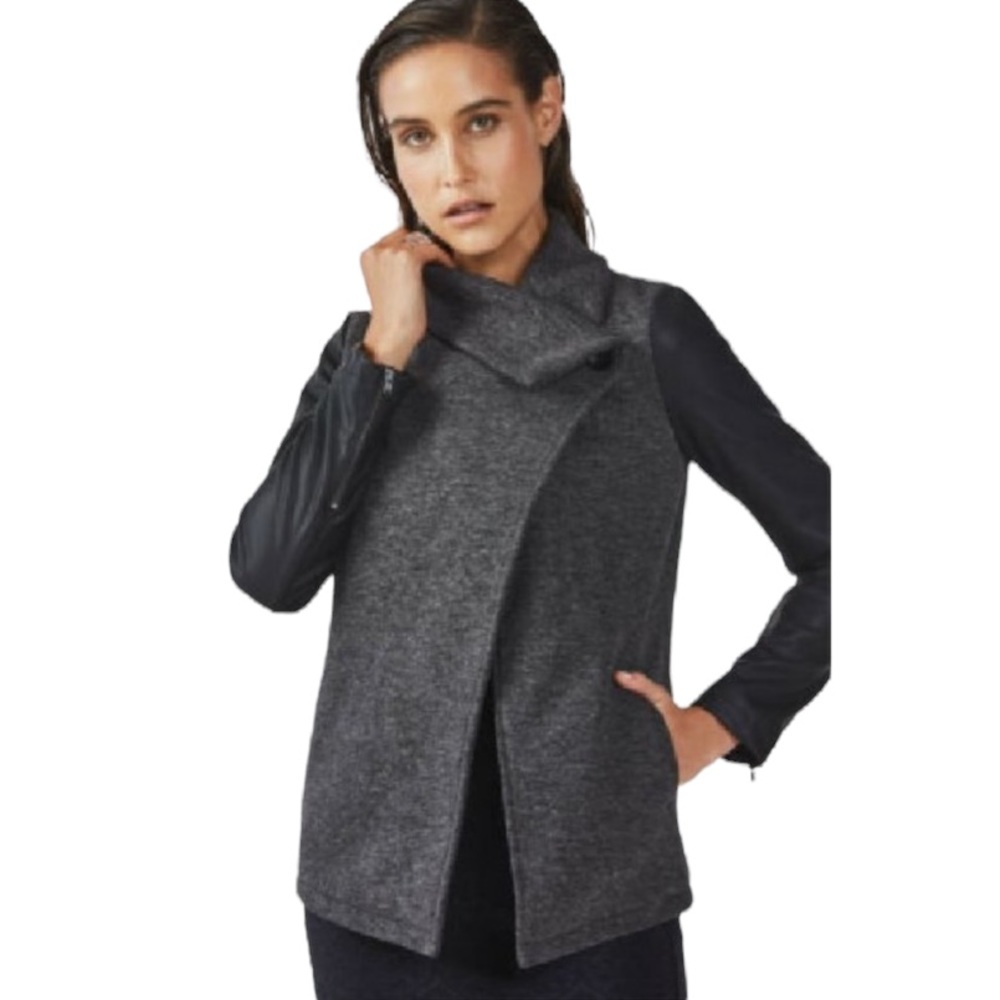 FABLETICS woman's size small S Milano vegan leather sleeve asymmetrical jacket